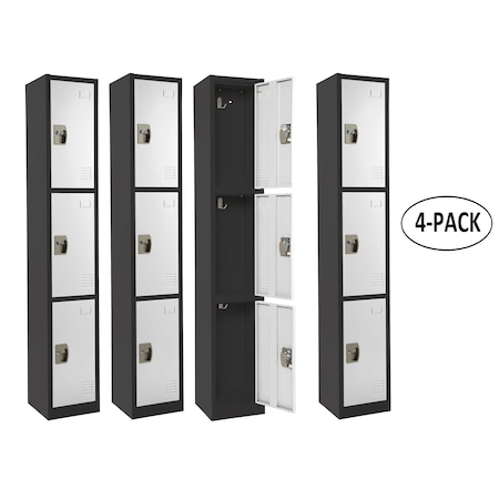 Adiroffice 12 in W, 12 in D, 72 in H, Steel ADI629-203-B-W-PKG-4